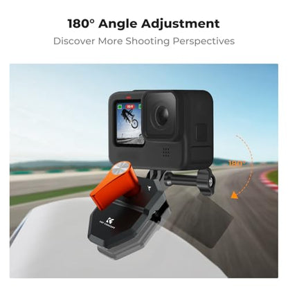 K&F CONCEPT Motorcycle Windshield Clip Mount for GoPro Hero 13/12/11/10/9 Black, Aluminum Alloy Camera Clamp with 1/4” Adapter for DJI Osmo Action 6/3/4/5 Pro Insta360 X5/X4, Action Camera Accessories