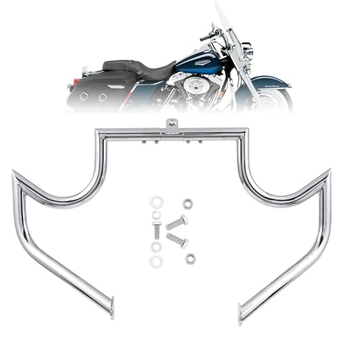 Kinglemc Crash Bar Engine Guard Highway Bar for Harley Davidson Touring Road King Street Glide Electra Glide CVO and Trike Models 97-08(Mustache Silver) - color: Chrome-C