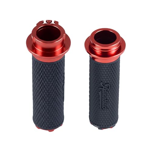 Advanblack AXION Performance Grips, Cable Throttle Hand Grips Compatible with Harley Touring Road Glide Street Glide, Softail - color: Red