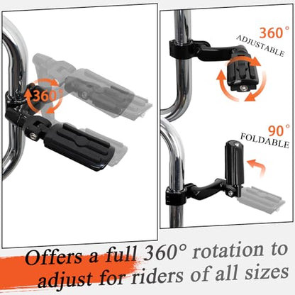 FOVPLUE 1", 1.25" Highway Footpegs,Adjustable Highway Peg for Harley Touring Softail Dyna Sportster Honda Kawasaki Suzuki Yamaha Indian Victory with 1", 1-1/4",22-35mm Engine Guards/Tubing,Gloss Black - color: GLOSS BLACK and Rubber Style