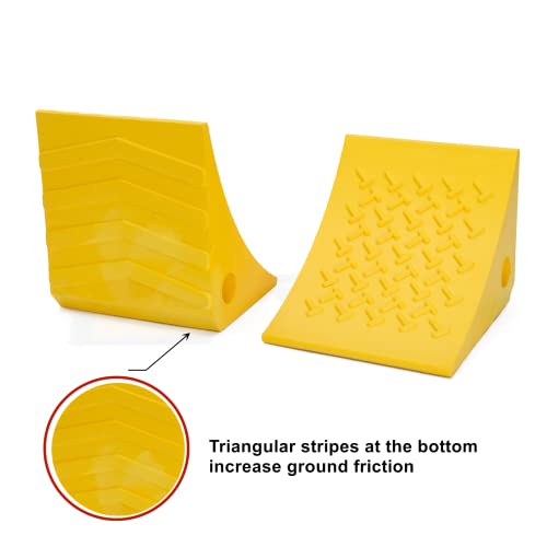 Wheel Chocks, Rubber Wheel Chock with Curved, Durable, Non-Slip, Solid Trailer Wheel Chocks for Boat Trailers, RV, Truck, Camper, 30000lbs (Yellow) - color: YELLOW