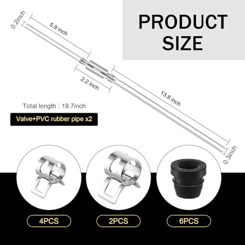 2PCS Brake Bleeder Hose, Motorcycle Hydraulic Brake System Bleeding Tools, One Way Check Valve Tube Bleeding Tool Kit for Motorcycle Clutch with 6 Nozzle Cap & Clamp