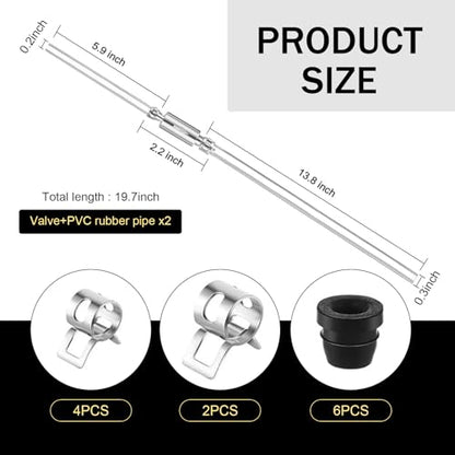 2PCS Brake Bleeder Hose, Motorcycle Hydraulic Brake System Bleeding Tools, One Way Check Valve Tube Bleeding Tool Kit for Motorcycle Clutch with 6 Nozzle Cap & Clamp