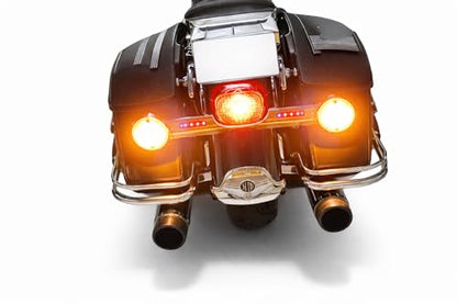 Eagle Lights Midnight Edition 3-1/4" LED Amber Rear Turn Signals for Harley-Davidson® Motorcycles – 1156 Plug & Play Upgrade, Flat Style