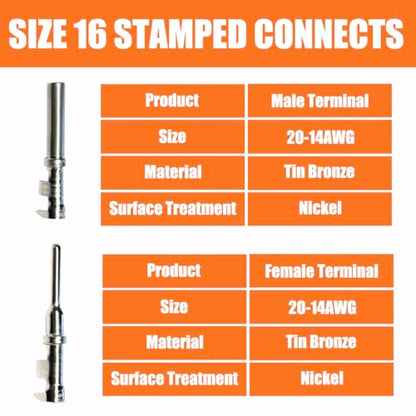 6 Pin Way Deutsch DT Gray Connector 6 Set Kit,Size 16 Stamped Contacts 14-20AWG Waterproof Electrical Wire Connector with Seal Plug for Truck, Off-Road Vehicles, Marine, Motorcycle Wiring - size: 6 Pin (6set)