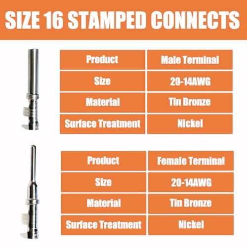 176PCS 12 Pin Way Deutsch DT Gray Connector 6 Set,Size 16 Stamped Contacts 14-20AWG Waterproof Electrical Wire Connector with Seal Plug for Truck, Off-Road Vehicles, Marine, Motorcycle Wiring - size: 12 Pin (6set)