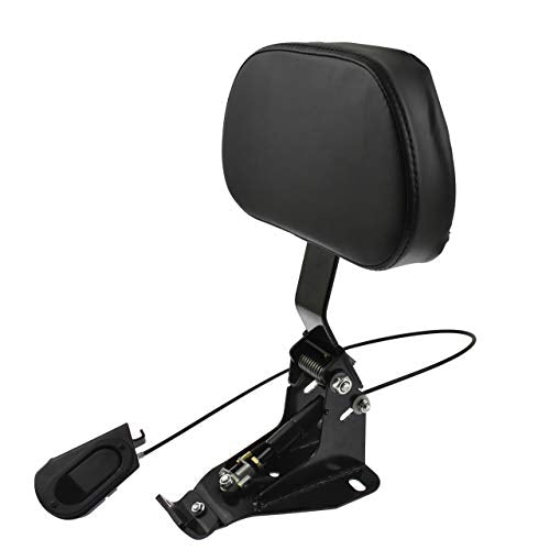 Motorcycle Adjustable Rider Backrest with Pad Foldable Driver Backrest Fit for Harley Touring Road King Street Glide Electra Glide CVO FLHR FLHX FLHT 2009-2025 (#1 Black Arm) - color: #1 Black Arm