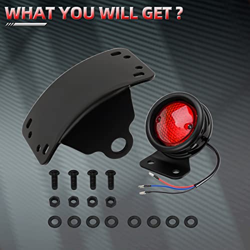 Amazicha 3/4" Motorcycle LED Tail Brake Light with Bracket, IP67 Waterproof Motorcycle Side Mount License Plate Rear Light Compatible for Harley Sporster Bobber Chopper Yamaha Suzuki Honda Kawasaki - size: 0.75inch, style: Curved