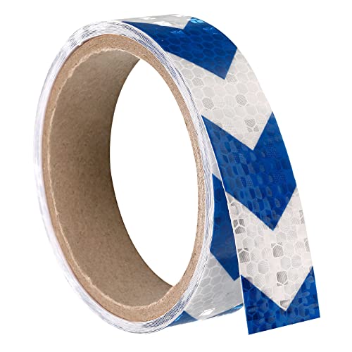 PATIKIL Reflective Tape, 1 Roll 10 Ft x 1-inch Waterproof Adhesive High Visibility Caution Warning Safety Tape Reflector for Trucks Trailers Cars, Arrow White Blue - color: White Blue, size: 10 ft x 1-inch