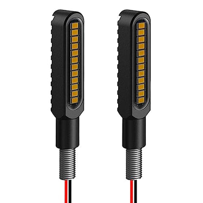 Waterproof Motorcycle Blinkers Indicator Turn Signal Amber Flowing Sequential Universal Lamp (Pack of 2) - size: 2pcs metal casing 2835 blinkers