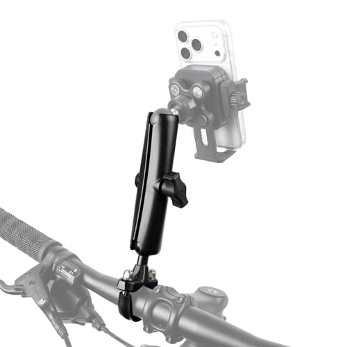 Aluminum Handlebar Clamp Mount U-Bolt Base with Long Double Socket Arm, Compatible with RAM Mounts & 1" Ball Bike Motorcycle Phone Holder for 0.5" to 1.3" Diameter Rails - style: U-Bolt Base w 5.91" Arm