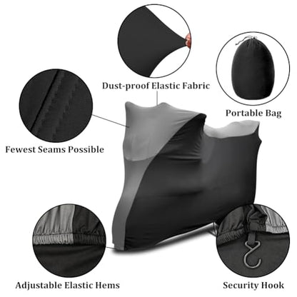 WinPower Indoor Motorcycle Cover, Soft Stretch Elastic Dustproof Scratchproof Protection Cover for Motorbikes, 116 x 43 x 55 inches - size: 3XL(116 x 43 x 55 inches)