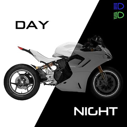 SlickMod - 17" Rim Size Motorcycle Reflective Wheel Stripes Kit - 2 Wheels/Rims Coverage Premium Stickers Pack - High Visibility (2. White) - color: 2. White