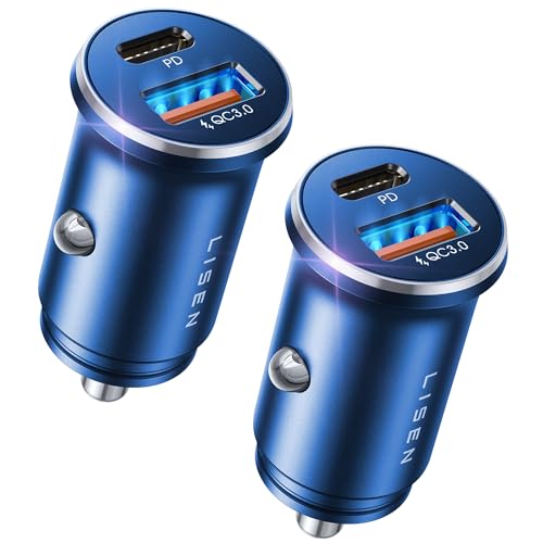 LISEN 54W Car Phone Charger USB C, Cigarette Lighter Adapter, Car Accessories for iPhone, USB C Car Charger Adapter USBC Type C 12v, Fit for iPhone 16, 15, 14, 13 Samsung Google iPad Android, Blue | Cigarette Lighter USB Charger, Car Accessories for Men W
