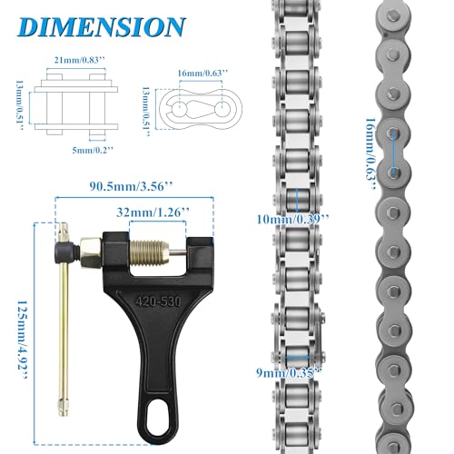 530 X-Ring 120 Links Drive Chain Universal Kit for 50/70/90/110/125/196/212cc Engines Fits SSR TaoTao Coolster Baja ATVs Mini Bikes Dirt Bikes Go-Karts and Includes Chain Breaker Tool