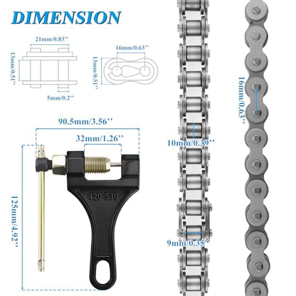 530 X-Ring 120 Links Drive Chain Universal Kit for 50/70/90/110/125/196/212cc Engines Fits SSR TaoTao Coolster Baja ATVs Mini Bikes Dirt Bikes Go-Karts and Includes Chain Breaker Tool