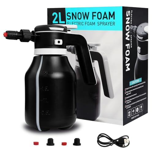Electric Foam Sprayer,2L Portable Rechargeable Cordless Pressurized Spray Foam Cannon, Easy Clean & Acid Resistant for Car Wash Detailing Garden Black (Electric Foam Sprayer 1.0) - size: Electric Foam Sprayer 1.0
