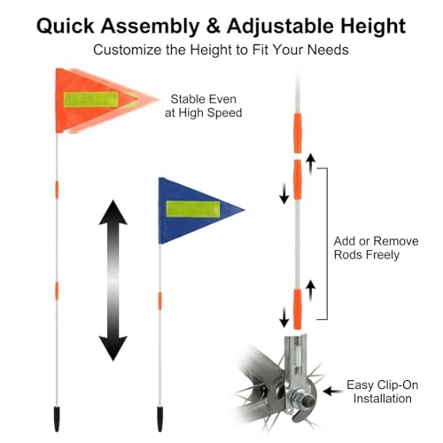 Bike Safety Flag with Pole, 2Sets 6-Foot Adjustable Bike Flag with Bicycle Mounting Bracket, Fiberglass Safety Flags for Cycling, Bicycles, Trailers, Wheelchairs