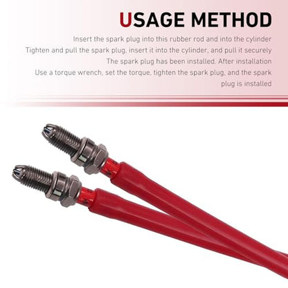 Car Spark Plug Socket, Heat-resistant Flexible Rubber Insulated Sleeve Wrench, Dual-hole Portable Spark Plug Installation Removal Tool, Universal for Most Cars, Motorcycles (Red)