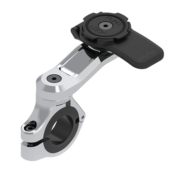 Quad Lock Motorcycle Handlebar Phone Mount PRO Chrome with Vibration Dampener and MAG Phone Case for iPhone 15 Pro Max - size: iPhone 15 Pro Max