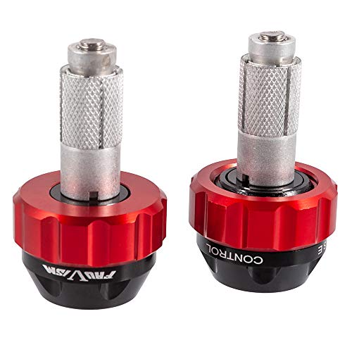 Throttle Lock Cruise Control Grip Ends Handlebar Plugs Sliders for 22mm Motorcycle Handlebar with 14mm/18mm Inner Diameter or with M6 Screw Holes (Red) - color: Red