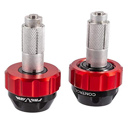 Throttle Lock Cruise Control Grip Ends Handlebar Plugs Sliders for 22mm Motorcycle Handlebar with 14mm/18mm Inner Diameter or with M6 Screw Holes (Red) - color: Red