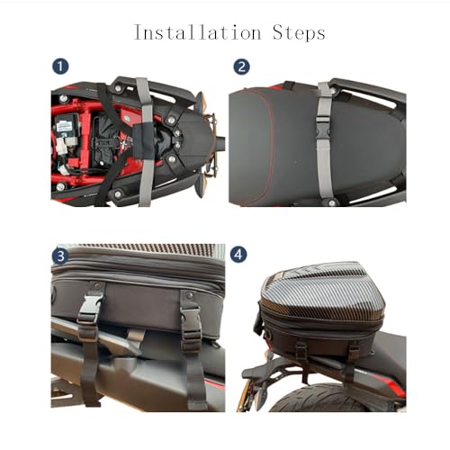 Motorcycle Tail Bag Expandable Rear Seat Bag Hard Shell Waterproof Motorbike Helmet Luggage Backpack for BMW K1600B K1600GT K1600GTL K1600 B GT GTL,Riding Gear Storage Accessories