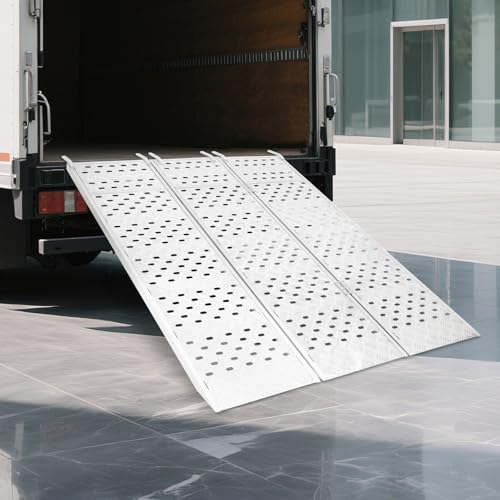 Aluminum Folding ATV Ramp 1500 LBS Capacity, 54" x 77" Heavy Duty Loading Ramp with Load Straps, Extra Wide Motorcycle Ramp for Pickup Trucks, Trailers, ATVs, UTVs, Dirt Bikes, Lawn Mowers