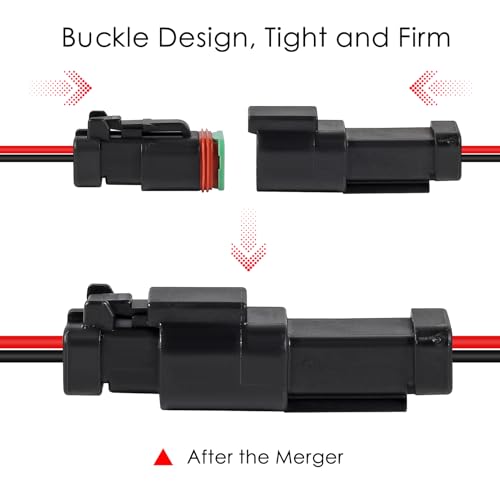 6Pcs 2 Pin DT Connector Car Electric Plug Connector Wire Harness Auto Waterproof Male Female Automotive Electrical Connector Auto Plug with 2 Wire for Car Truck Boat - size: 6pcs 2 pin DT