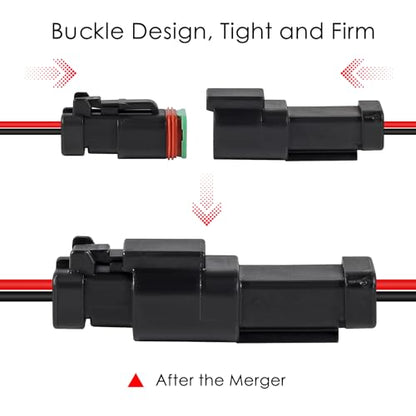 6Pcs 2 Pin DT Connector Car Electric Plug Connector Wire Harness Auto Waterproof Male Female Automotive Electrical Connector Auto Plug with 2 Wire for Car Truck Boat - size: 6pcs 2 pin DT