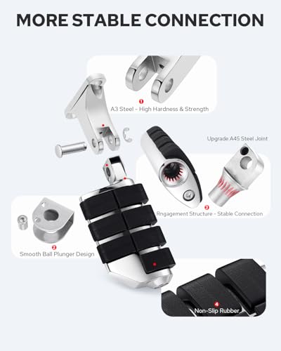 Benlari Passenger Foot Pegs, Passenger Mini Footboard Footpegs Fit for Harley Davidson Touring Road King Electra Glide Road Glide Street Glide 1993-2024 (Chrome) - color: Chrome