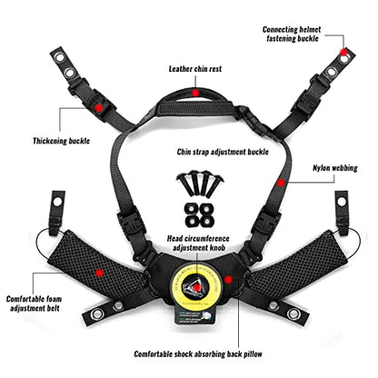Tactical Helmet Chin Strap Adjustable Dial 4 Points Suspension System with Bolts and Screws for Tactical Fast MICH Bump Helmet Accessory - color: Black