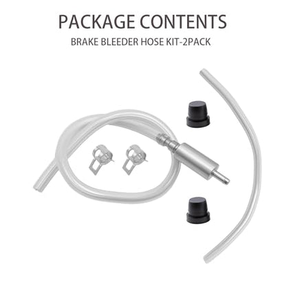 Brake Bleeder Hose Kit with One Way Check Valve for Car Motorcycle, Universal Hydraulic Brake Fluid Bleeder, 2 Pack, Includes Clips & Nozzle Caps for Easy Fluid Replacement