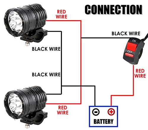 Motorcycle Driving Lights 12-60V 40W 3600LM LED Fog Lights for ATV UTV Bike Car Truck Boat Forklift Waterproof LED Spotlights with 6 Light Beads High Low Strobe Beam Switch Universal (Black 2) - color: Black 2
