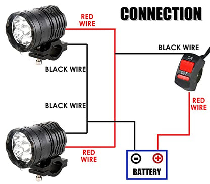Motorcycle Driving Lights 12-60V 40W 3600LM LED Fog Lights for ATV UTV Bike Car Truck Boat Forklift Waterproof LED Spotlights with 6 Light Beads High Low Strobe Beam Switch Universal (Black 2) - color: Black 2