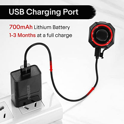 GREENCYCLE USB Charging 110dB Bike Alarm Wireless Vibration Motion Sensor with Taillight, Anti-Theft Bicycle Motorcycle Alarm with Remote, Waterproof, 1SET