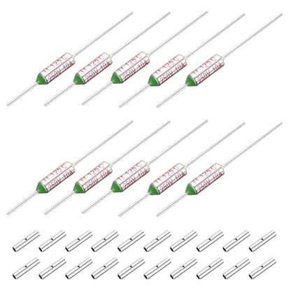 MECCANIXITY 10 Pcs Metal Temperature Thermal Fuse SF125 125C 257F 10A 250V Cutoff Thermal Fuse with 20 Pcs BN1.25 Bare Terminal Butt Connector - style: SF125