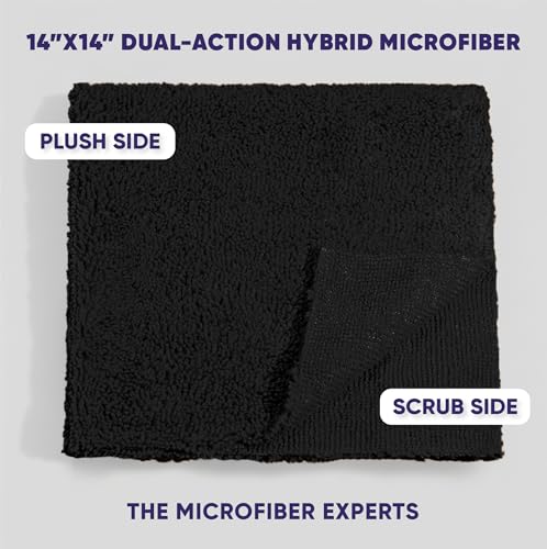 Microfiber Wholesale Pronto Cloths, Dual-Sided Microfiber Cleaning Towels, Soft Plush & Scrub Cloths for Dusting, Scrubbing, Kitchen, Windows & Car Detailing, Absorbent Bulk 25-Pack Black - color: Black