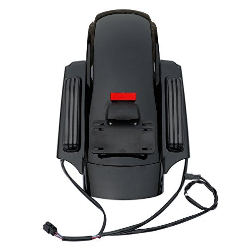 TCT-MOTORPARTS Vivid Black 5" Stretched Saddlebags & Rear Fender System For Harley Touring 2014-2024 Road King