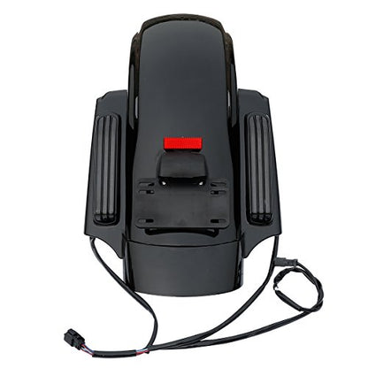 TCT-MOTORPARTS Vivid Black 5" Stretched Saddlebags & Rear Fender System For Harley Touring 2014-2024 Road King