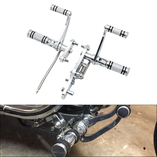 CNC Chrome 2.17" Forward Controls Foot Pegs Footrests Shift Levers Linkages Kits Compatible with 1995-2006 Kawasaki Vulcan 800 VN800 A B Classic E Drifter - color: Chrome B, size: VN800