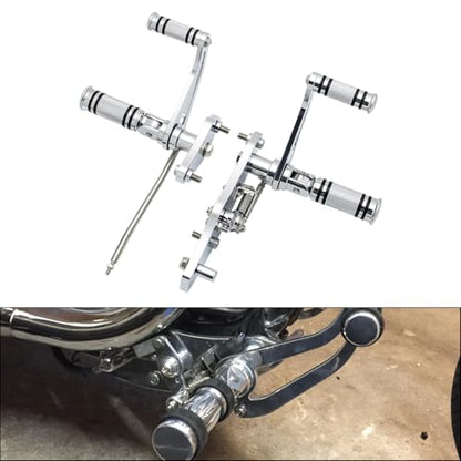 CNC Chrome 2.17" Forward Controls Foot Pegs Footrests Shift Levers Linkages Kits Compatible with 1995-2006 Kawasaki Vulcan 800 VN800 A B Classic E Drifter - color: Chrome B, size: VN800