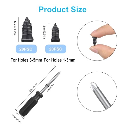 40pieces of tire Repair Rubber Bolts, tire Screw Plug Quick Repair Tool, Vacuum tire Repair kit with Spiral Rubber Bolts, Suitable for Various Types of Vacuum Tires