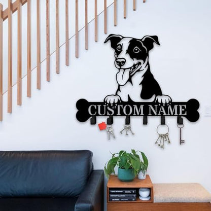 Custom Jack Russell Terrier Wall Hook Rack, Dog Key Holder Hanger with Metal Hooks for Coats, Keys, and Accessories (Jack Russell Terrier Key Holder) - color: Jack Russell Terrier Key Holder