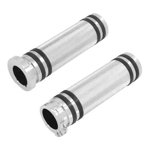 Motorcycle 1" Hand Grips Handlebar Grips Cable Throttle Fit for Harley Touring Street Glide Road King Road Glide Electra Glide Dyna Softail - color: #1 Chrome