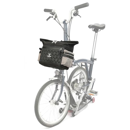 Rhinowalk Handlebar Bag for Brompton Folding Bike, 6.5L Expandable Front Bag with Quick Release Mount, Shoulder Strap, Multiple Pockets and Rain Cover (Black) - color: Black