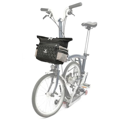 Rhinowalk Handlebar Bag for Brompton Folding Bike, 6.5L Expandable Front Bag with Quick Release Mount, Shoulder Strap, Multiple Pockets and Rain Cover (Black) - color: Black