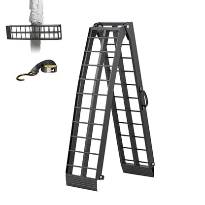 LEMNISCATE Motorcycle Ramp, Aluminum Loading Ramps for Pickup Trucks, 7.5FT Folding Bike Ramp with Handle & Buckle, for Bicycles, Lawn Mowers, UTV, ATV, 750 LBS Capacity, 89"x12", 1PC, Black - color: Black