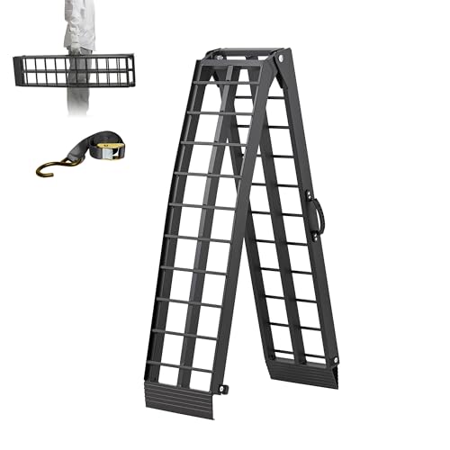 LEMNISCATE Motorcycle Ramp, Aluminum Loading Ramps for Pickup Trucks, 7.5FT Folding Bike Ramp with Handle & Buckle, for Bicycles, Lawn Mowers, UTV, ATV, 750 LBS Capacity, 89"x12", 1PC, Black - color: Black