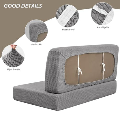 Gollense RV Dinette Cushion Covers, Stretch Camper Dinette Cushion Covers, Sectional Replacement RV Seat Covers for Travel Trailer Couch - Includes 2 Backrest Cover & 2 Bench Cover (T-Grey) - color: T-grey